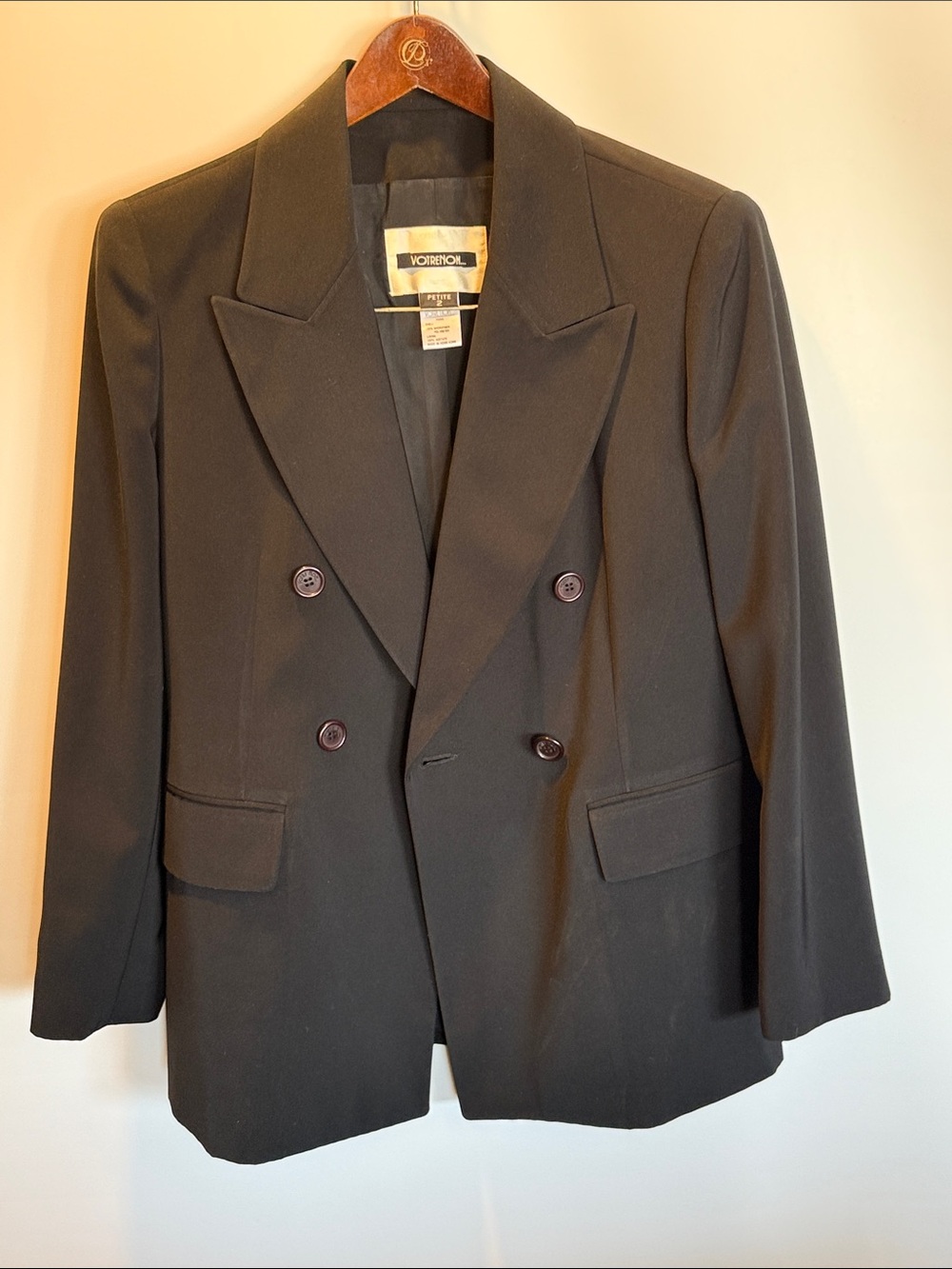 Votre Nom Women's Double-Breasted Black Blazer Size: P2